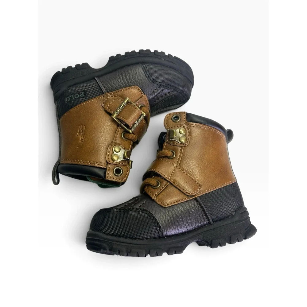 Polo Ralph Lauren Coley Mid II Snow Boots Boys Toddler Size 5 Brown Winter Warm